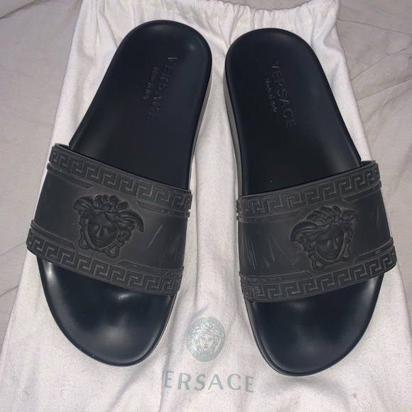 Black Versace Pool Slides - Picture 3 of 4